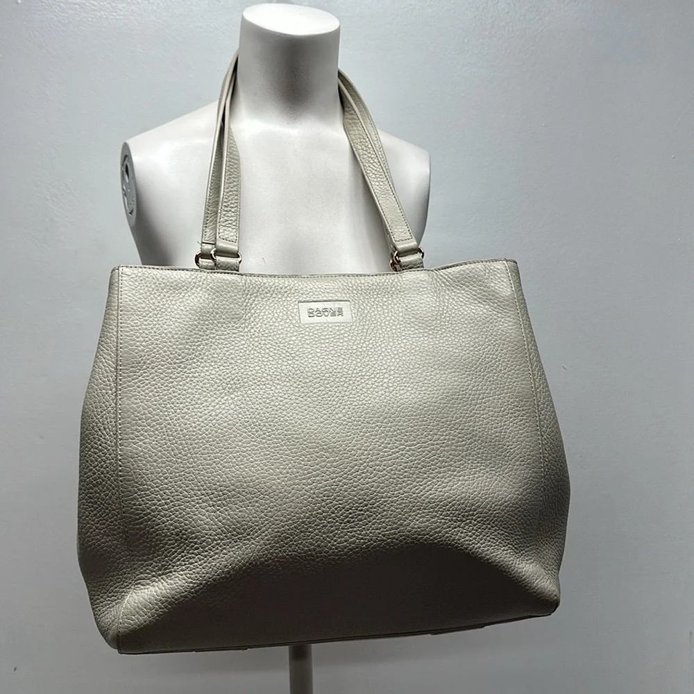 Dagne Dover Allyn Leather Tote Bag Purse Cream Bone Rose Gold